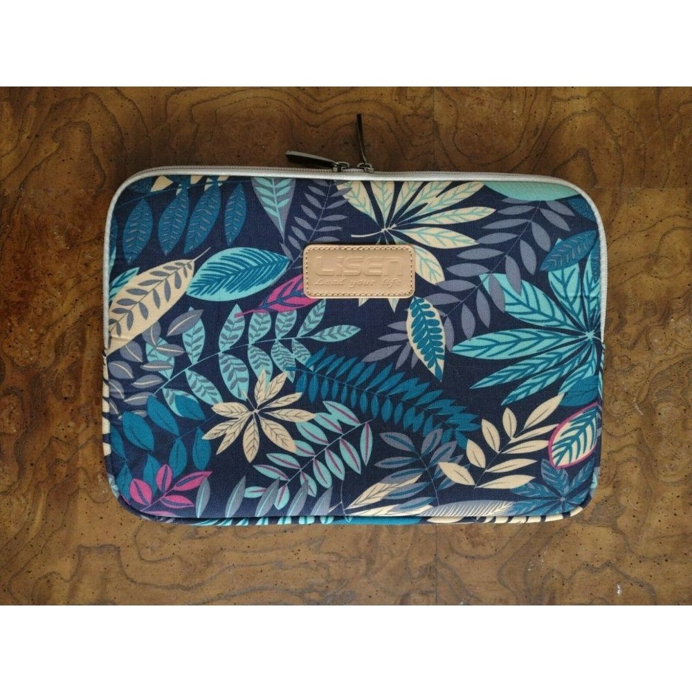 Laptop Sleeve Canvas Case Casual Zipper For iPad and Tablet 12" Black Forest